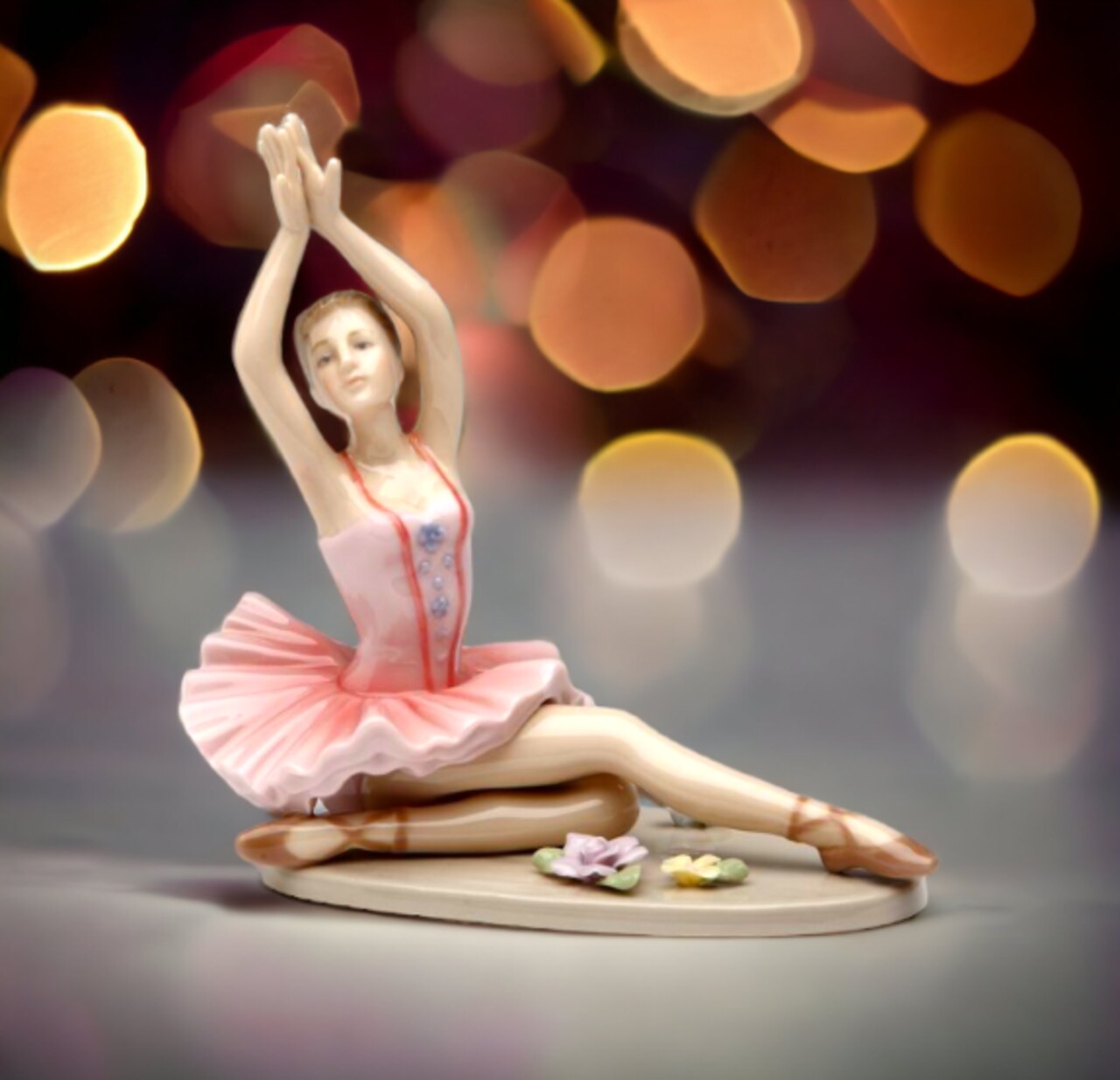 Ceramic Ballerina Posing in Pink Dress Figurine, Home Décor, Gift for Her, Gift for Daughter, Gift for Ballerina Dancer